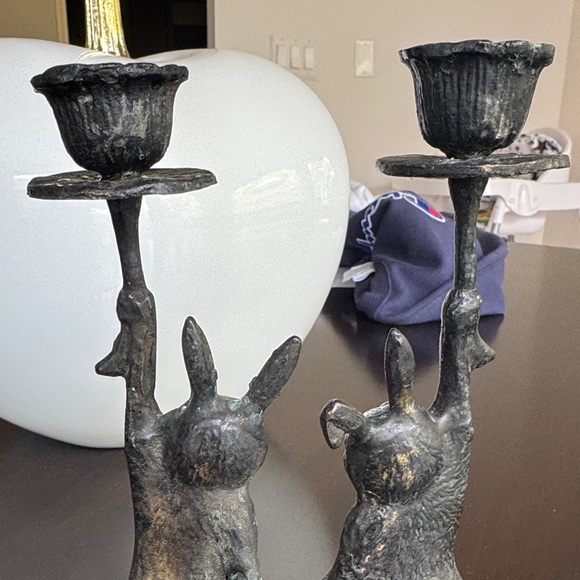 Vintage Whimsical Bronze Rabbit Candle Holder - Picture 7 of 8